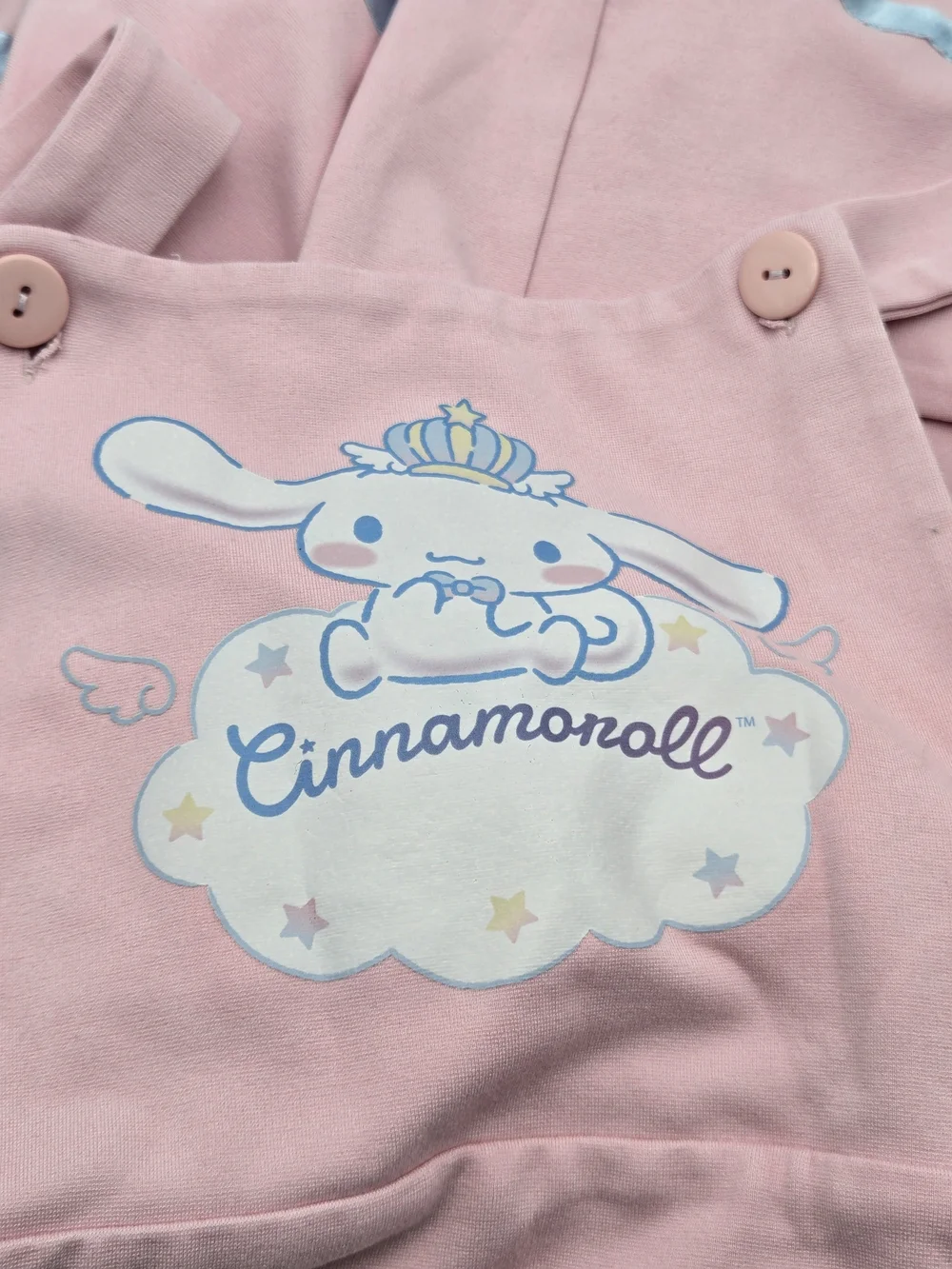 Sanrio Cinnamoroll Pink Pinafore Skirt Dress Blue Trim Size Small Kawaii